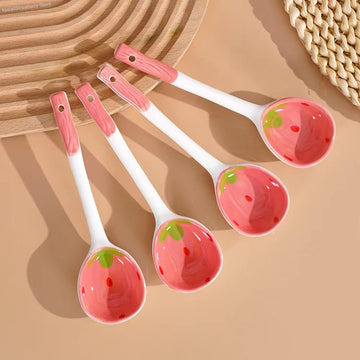 Kawaii Strawberry Ceramic Soup Spoon