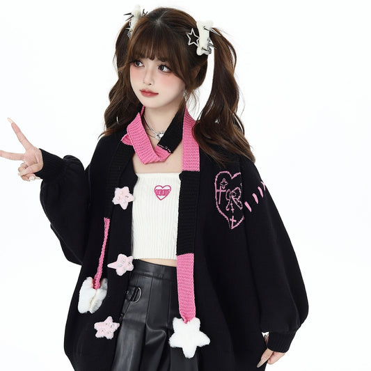 Kawaii Sweet Cool Style Loving Heart Cardigan