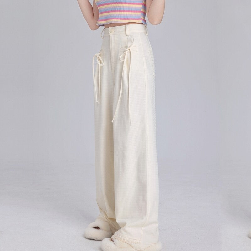 Kawaii Sweet Pink High-Waisted Straight Pants