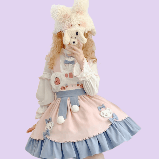 Kawaii Sweet Style Bear Embroidered Lolita Skirt Suit