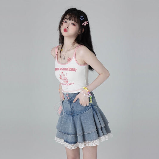 Kawaii Sweet Style Denim Short Skirt