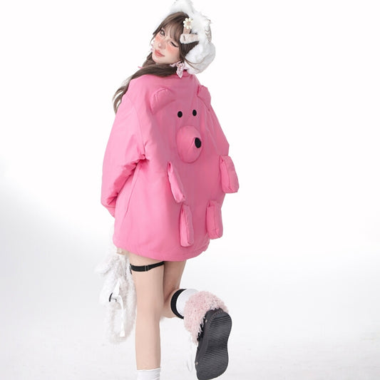 Kawaii Sweet Style Pink Bear Coat