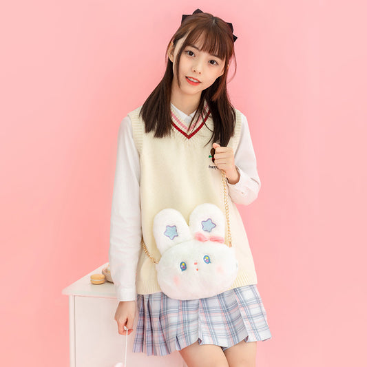 Kawaii White Plush Rabbit Messenger Bag