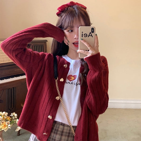 Kawaii Red wine Heart Sweaters