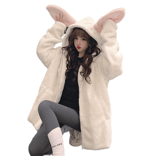 Kawaii Cute White Rabbit Plush Coat