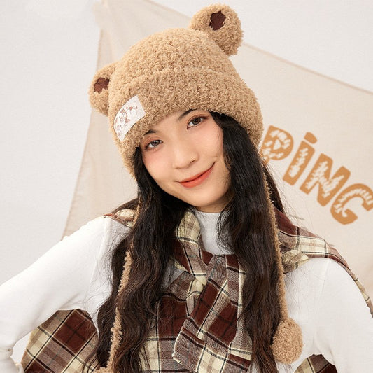 Cute Bear Ears Knitted Plush Hat