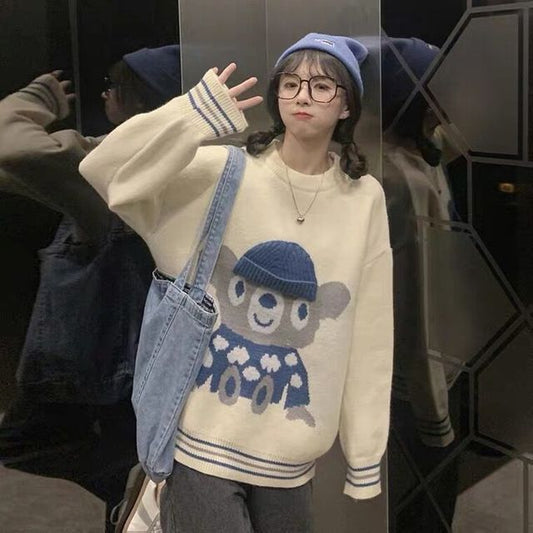 Kawaii Double Color Bear Knitted Sweater