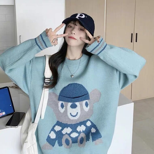 Kawaii Double Color Bear Knitted Sweater