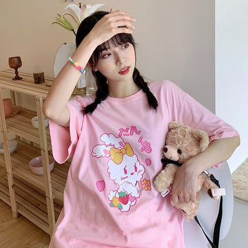 Korean Fashion All-Match Pink T-shirt