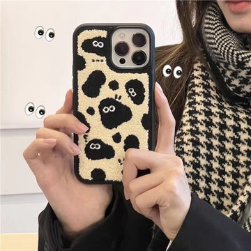 Kawaii Plush Embroidered Briquettes iPhone Case