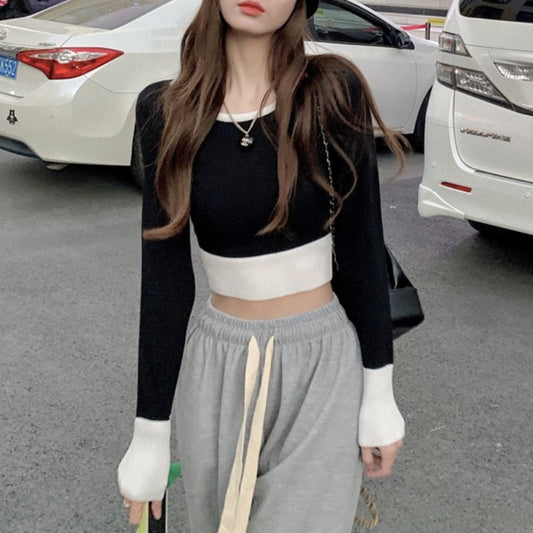 Korean Double Color Short Sweater