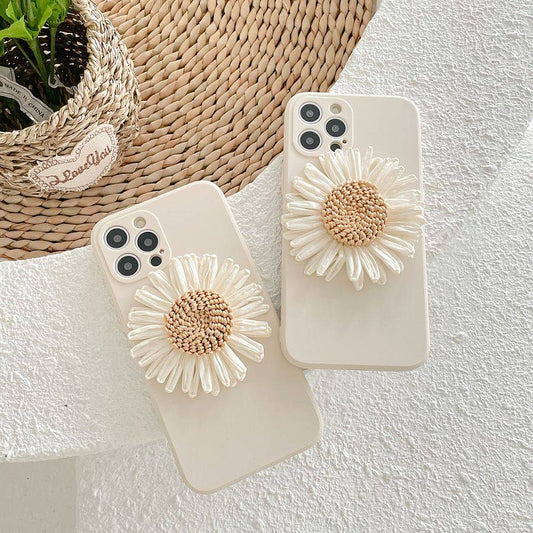 White Weave Daisy Flower iPhone Case