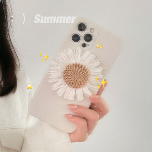 White Weave Daisy Flower iPhone Case