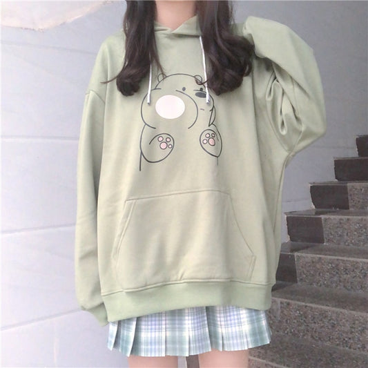 Kawaii Bear Printed Loose Hoodies