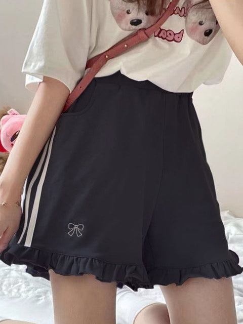 Kawaii Bow Aesthetic Loose High Waist Shorts