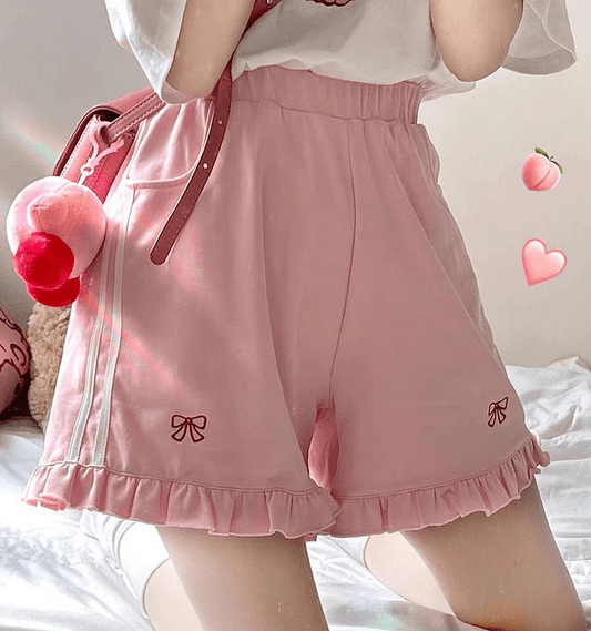 Kawaii Bow Aesthetic Loose High Waist Shorts