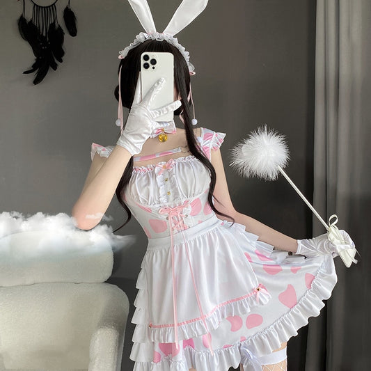 Cute Cow Maid Dress Suit