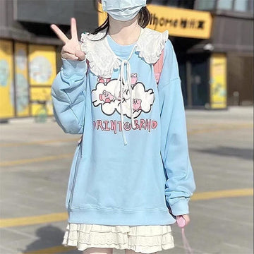 Harajuku Loose Cartoon Long Sleeve T-Shirt