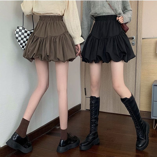 Korean Fashion High-waisted Ruffles Pleated Skirt