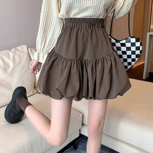 Korean Fashion High-waisted Ruffles Pleated Skirt