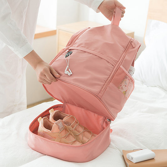 Pink Fitness Backpack With Shoe Storage