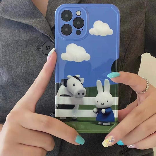 Cute Cow Rabbit Cloud iPhone Case