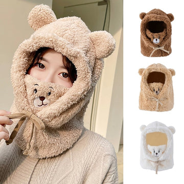 Kawaii Cartoon Bear Mask Hat Set