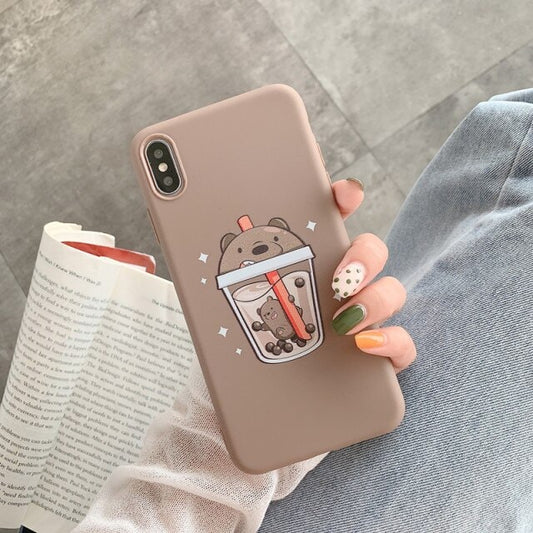 Cute Bears Bubble Tea iPhone Case