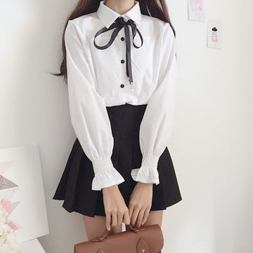 Kawaii Bow White Blouse