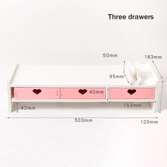 Kawaii Hearts Pink Wooden Desk Organizer