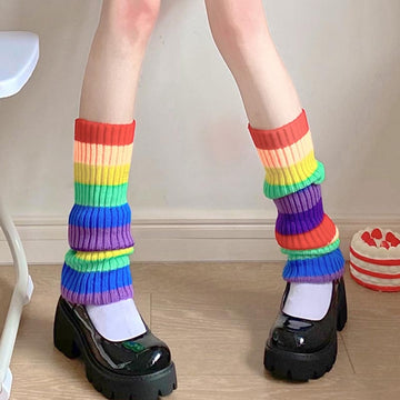 Lolita Rainbow Knitted Foot Cover