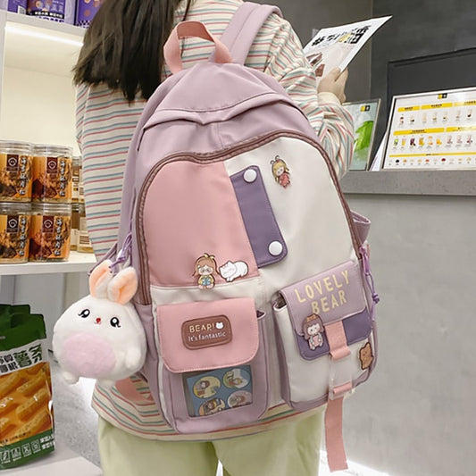 Simple Solid Color Teenage Girl Backpack