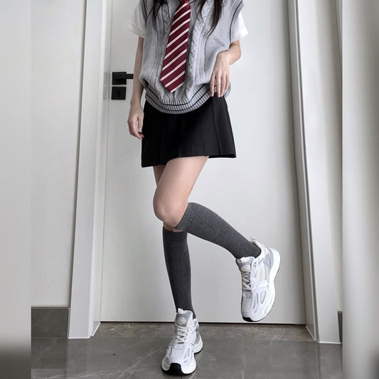 Japanese College Style Solid Color JK Calf Socks