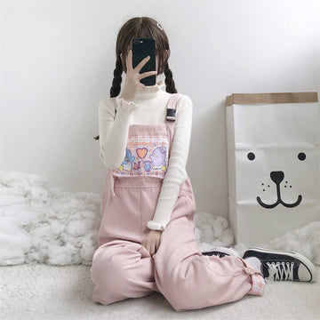 Kawaii Japanese Soft Girl Corduroy Overalls