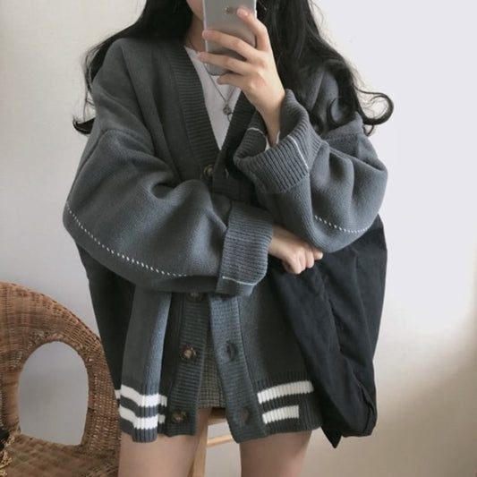 Korean Fashion Loose Knitted Cardigan