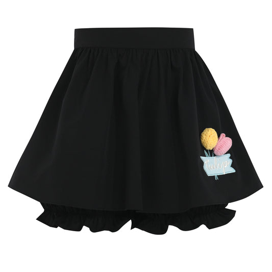 Black All-match High Waist Temperament Umbrella Skirt