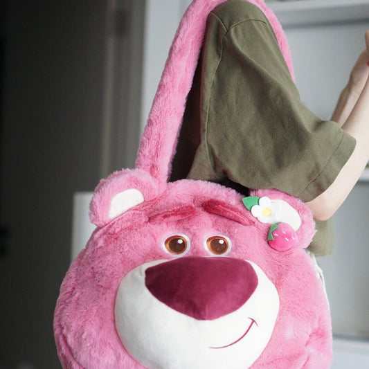 Kawaii Large-capacity Pink Bear Plush Shoulder Bag