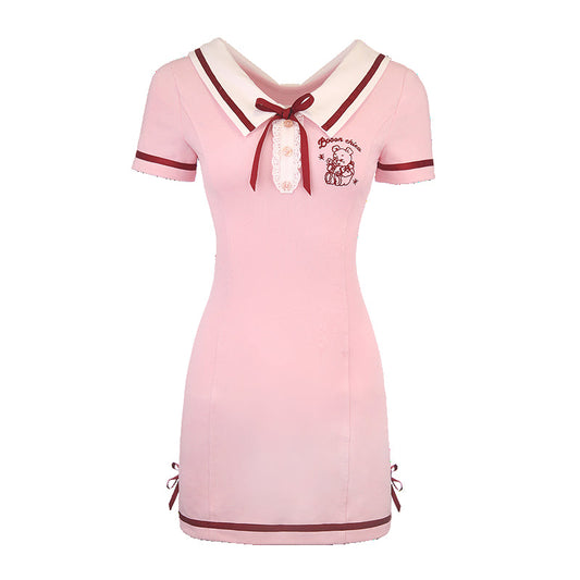 Sweet Pink Trim Teddy Dress