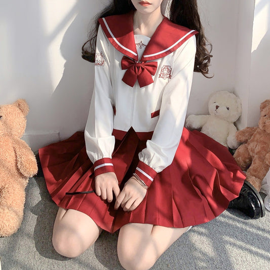 Japanese Red JK Sailor Suit skirt Set