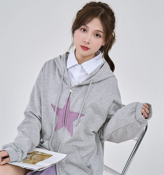 Fashion Star Design Grey Hoodie