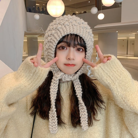 Kawaii Hand-knitted Long Lace Soft Girl Knitted Hat