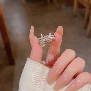 Cute Silver Kitten Ring