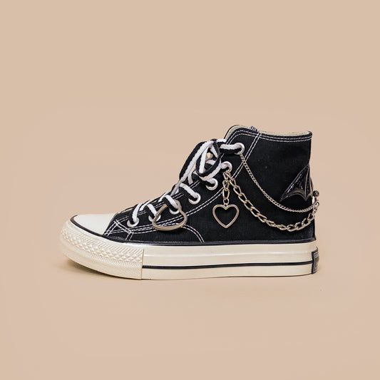 Punk Style Black High Top Canvas Shoes