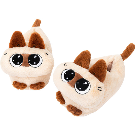 Cute Siamese Cat Plush Slippers