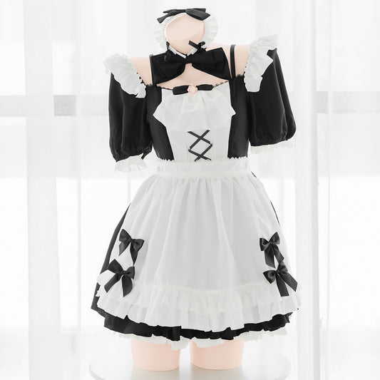 Cute Black and White Maid Skirt Set