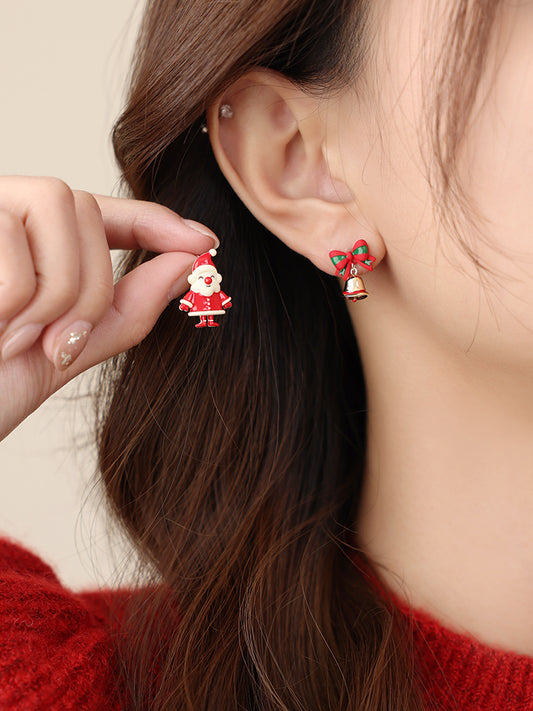 Cute Santa Claus Christmas Bell Earrings