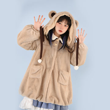 Kawaii Original Design Bear Lamb Velvet Lolita Coat