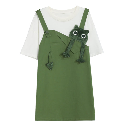 Cute Funny Green Kitten Fake Two T-shirts