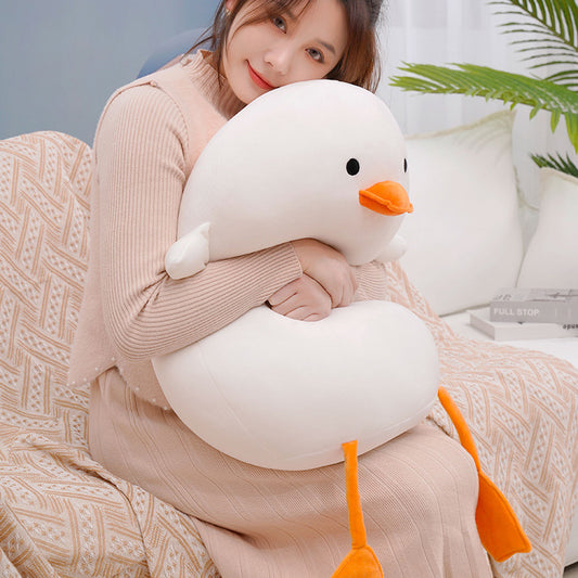 Kawaii White Duck Throw Pillow