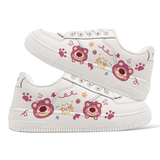 Kawaii Pink Cartoon Bear Low Top Sneakers